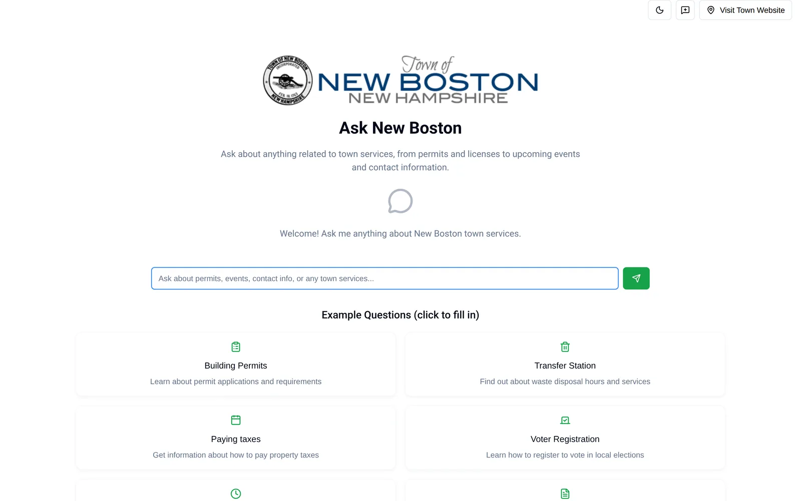 Ask New Boston home page