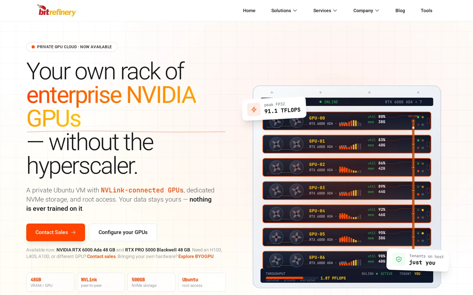The private GPU cloud page